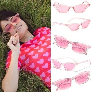 Retro 80’s 90’s Pink Tinted Cat Eye Pink Sunglasses